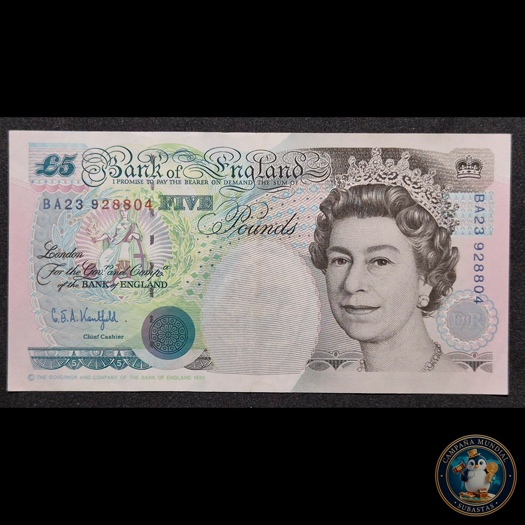 D440 .- BILLETE DE CINCO(5) LIBRAS ESTERLINAS INGLESAS (EN CONMEMORACIÓN DE GEORGE STEPHENDON)  XF  ENGLAND