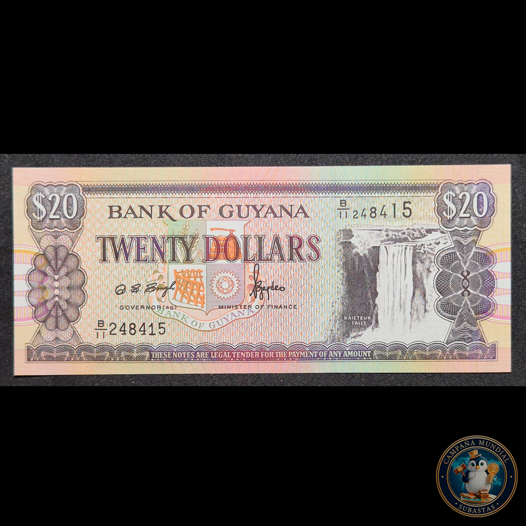 D445 .- BILLETE DE 20 DOLARES GUYANES.   UNC  GUYANA