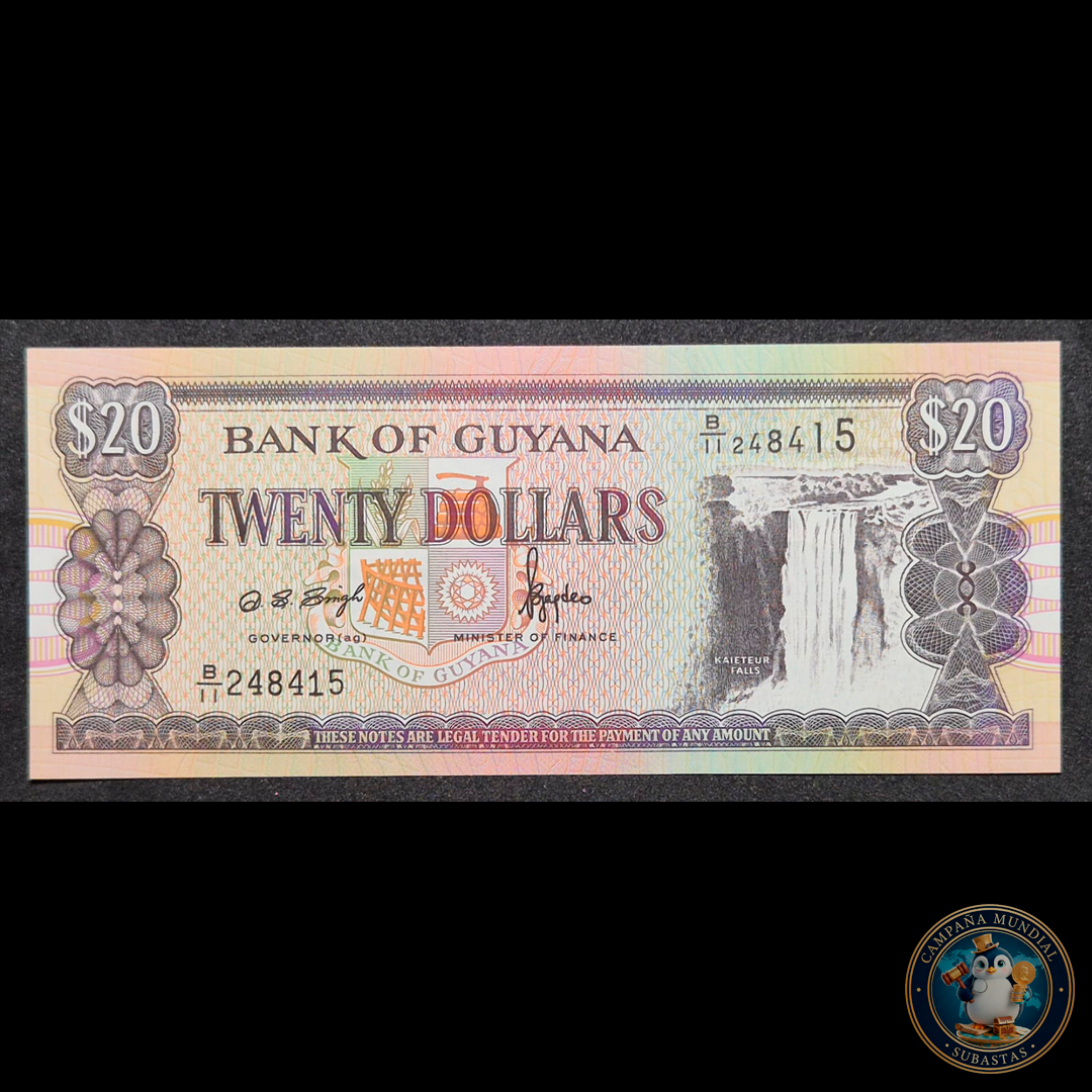 D445 .- BILLETE DE 20 DOLARES GUYANES.   UNC  GUYANA