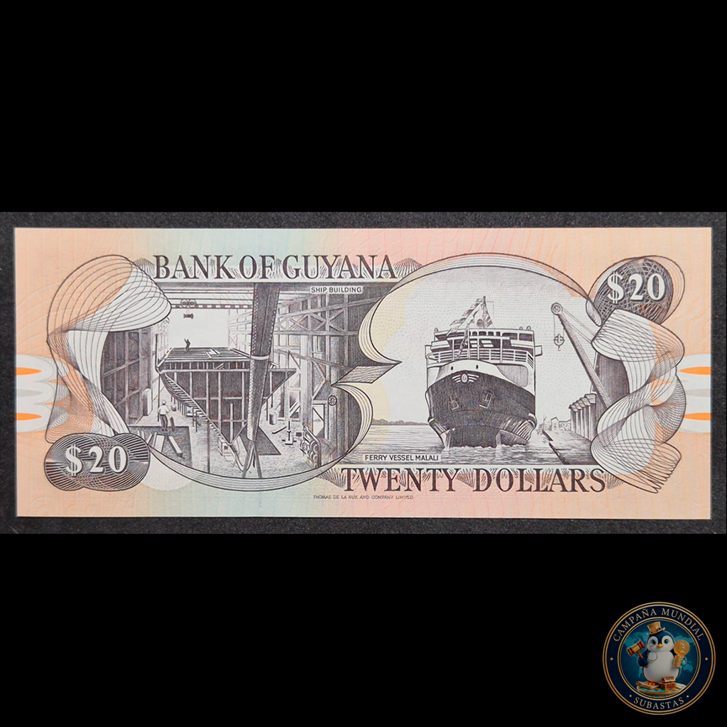 D445 .- BILLETE DE 20 DOLARES GUYANES.   UNC  GUYANA