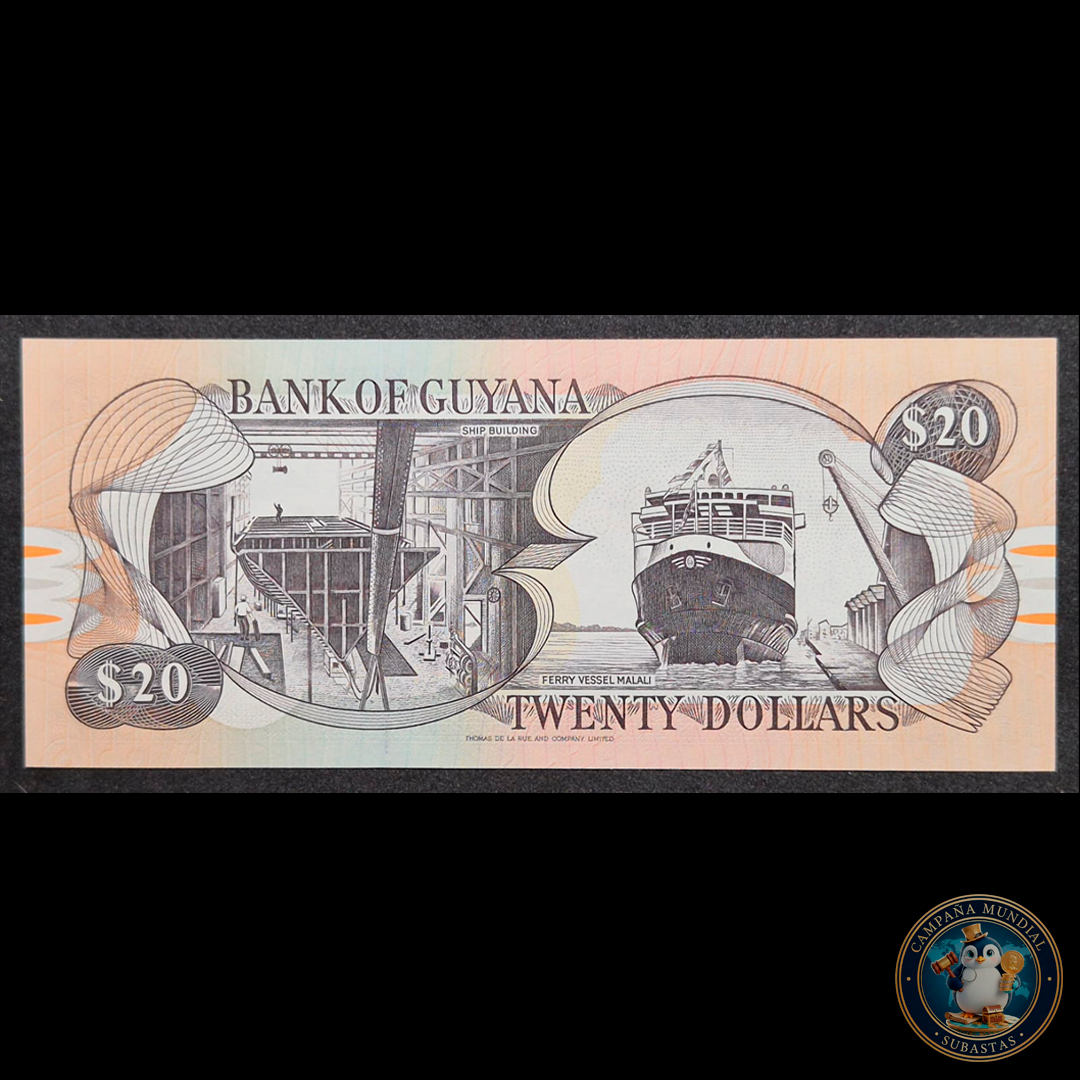D445 .- BILLETE DE 20 DOLARES GUYANES.   UNC  GUYANA