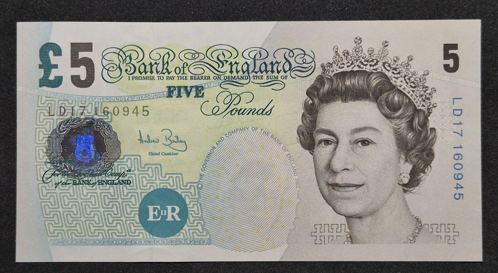 D446 .- BILLETE DE CINCO(5) LIBRAS ESTERLINAS INGLESAS (EN CONMEMORACIÓN DE ELIZABETH FRY)  AUN  ENGLAND