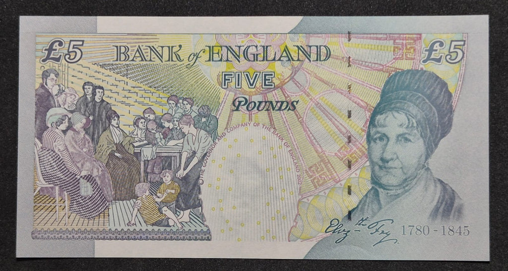 D446 .- BILLETE DE CINCO(5) LIBRAS ESTERLINAS INGLESAS (EN CONMEMORACIÓN DE ELIZABETH FRY)  AUN  ENGLAND