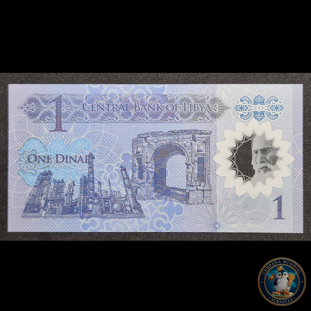 D453 .- BILLETE UN DINAR LIBIO. POLÍMERO UNC   LIBIA