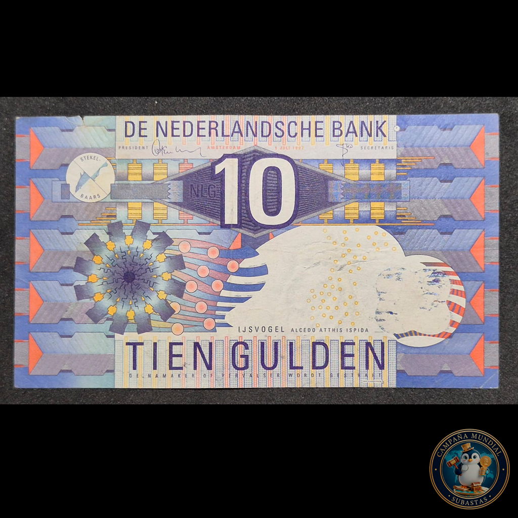 D455 .- BILLETE DE 10 GULDEN (FLORINES) NEDERLANDESAS.   XF   PAISES BAJOS