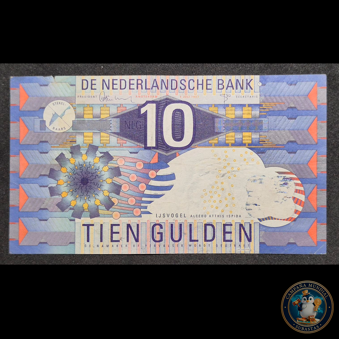 D455 .- BILLETE DE 10 GULDEN (FLORINES) NEDERLANDESAS.   XF   PAISES BAJOS