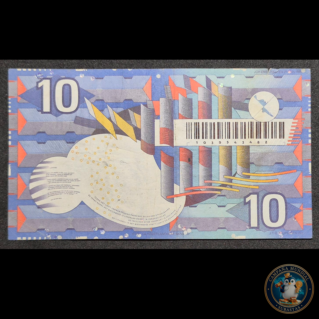 D455 .- BILLETE DE 10 GULDEN (FLORINES) NEDERLANDESAS.   XF   PAISES BAJOS