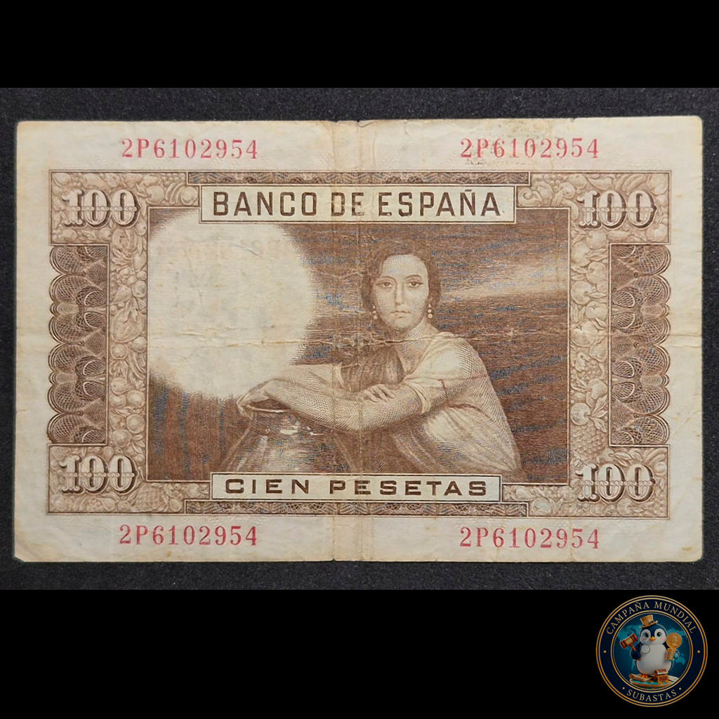 D457 .- BILLETE DE 100 PESETAS FECHADO: 7 DE ABRIL DE 1953. VF-   ESPAÑA