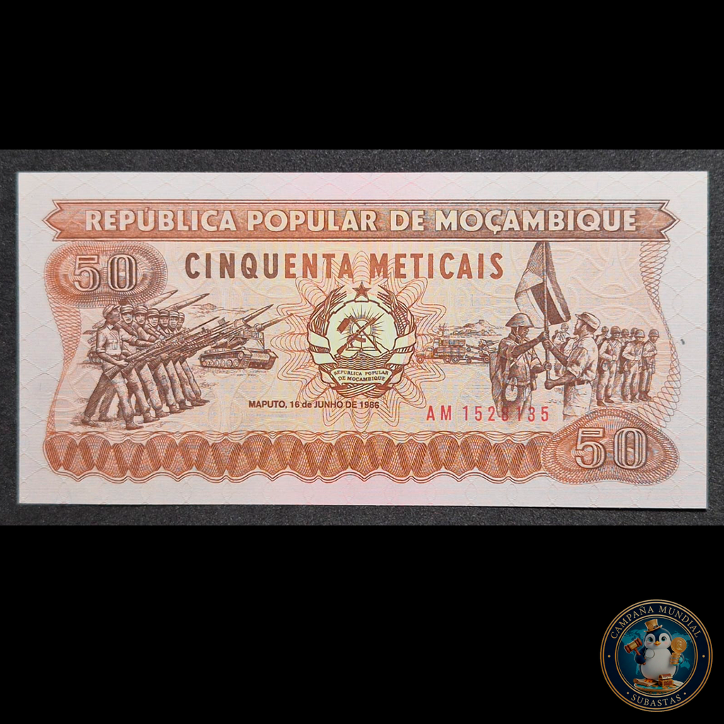 D458 .- BILLETE DE 50 METICAS DE MOZAMBIQUE. FECHADO: 16 DE JUNIO DE 1986.   UNC   MOZAMBIQUE