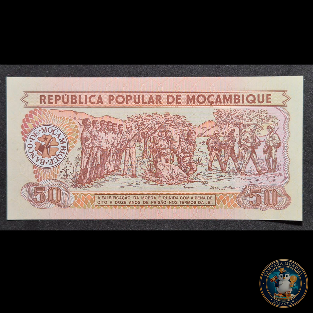 D458 .- BILLETE DE 50 METICAS DE MOZAMBIQUE. FECHADO: 16 DE JUNIO DE 1986.   UNC   MOZAMBIQUE