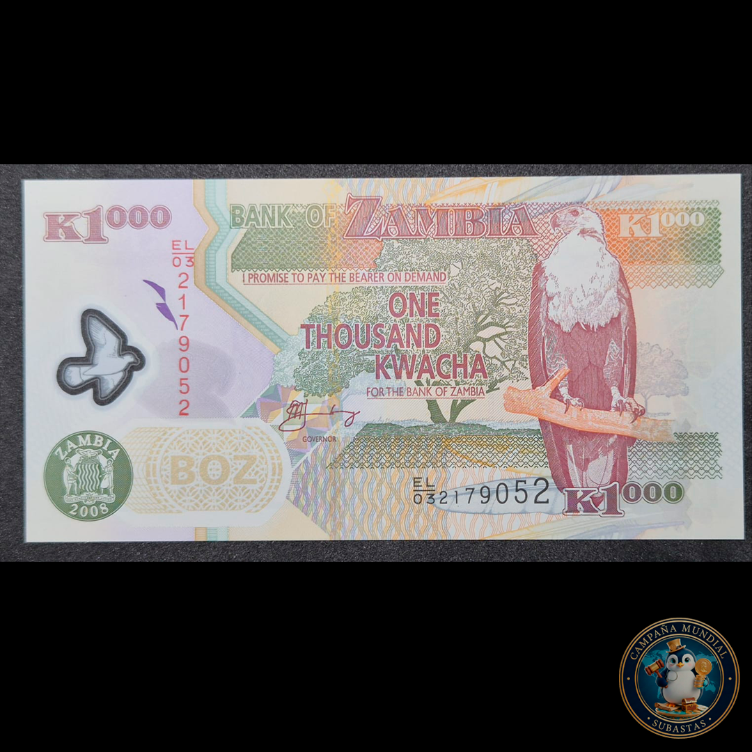 D465 .- BILLETE DE 1000 KWACHA DE ZAMBIA    UNC    ZAMBIA