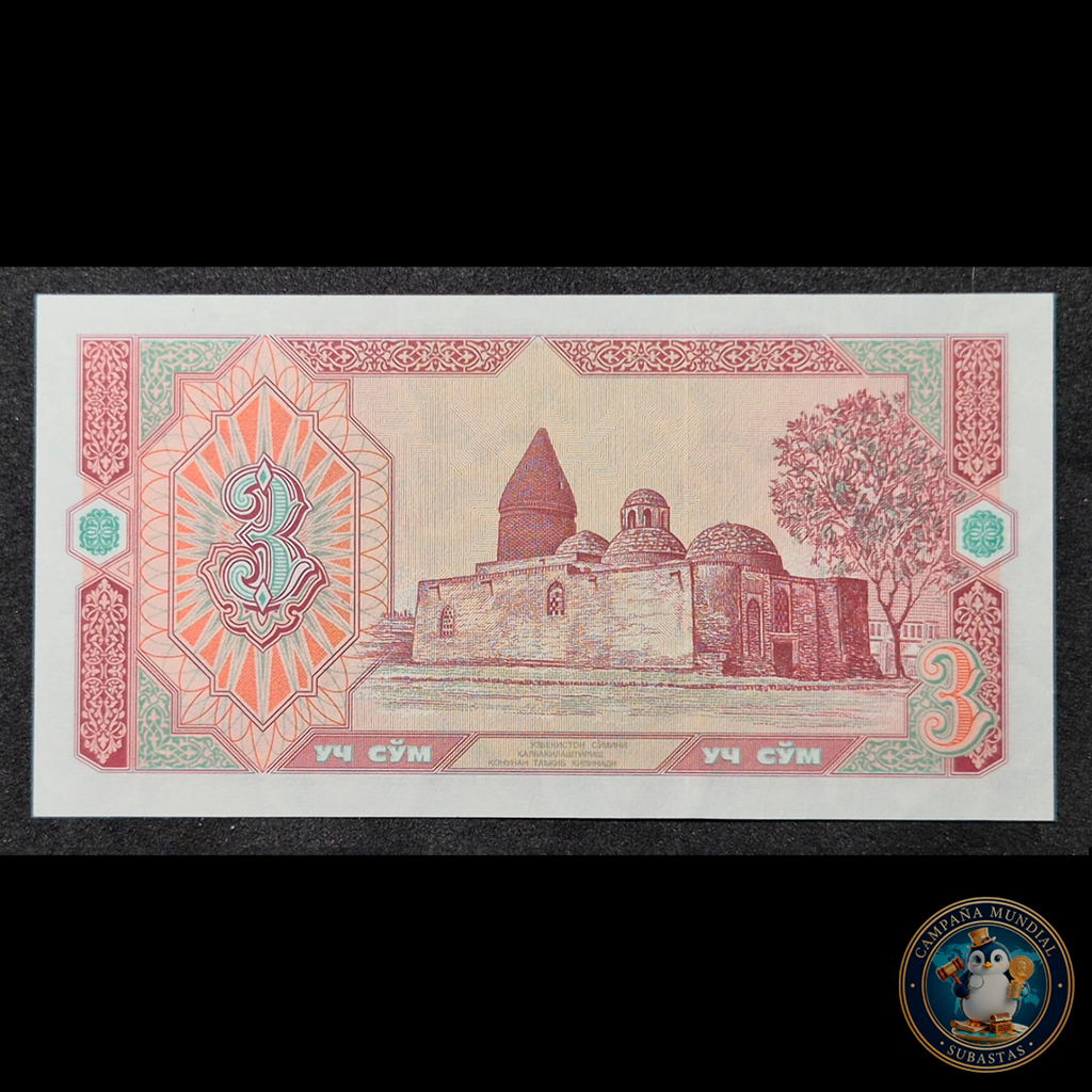 D470 BILLETE DE TRES(39) SUM DE UZBEKISTÁN.  UNC   UZBEKISTÁN