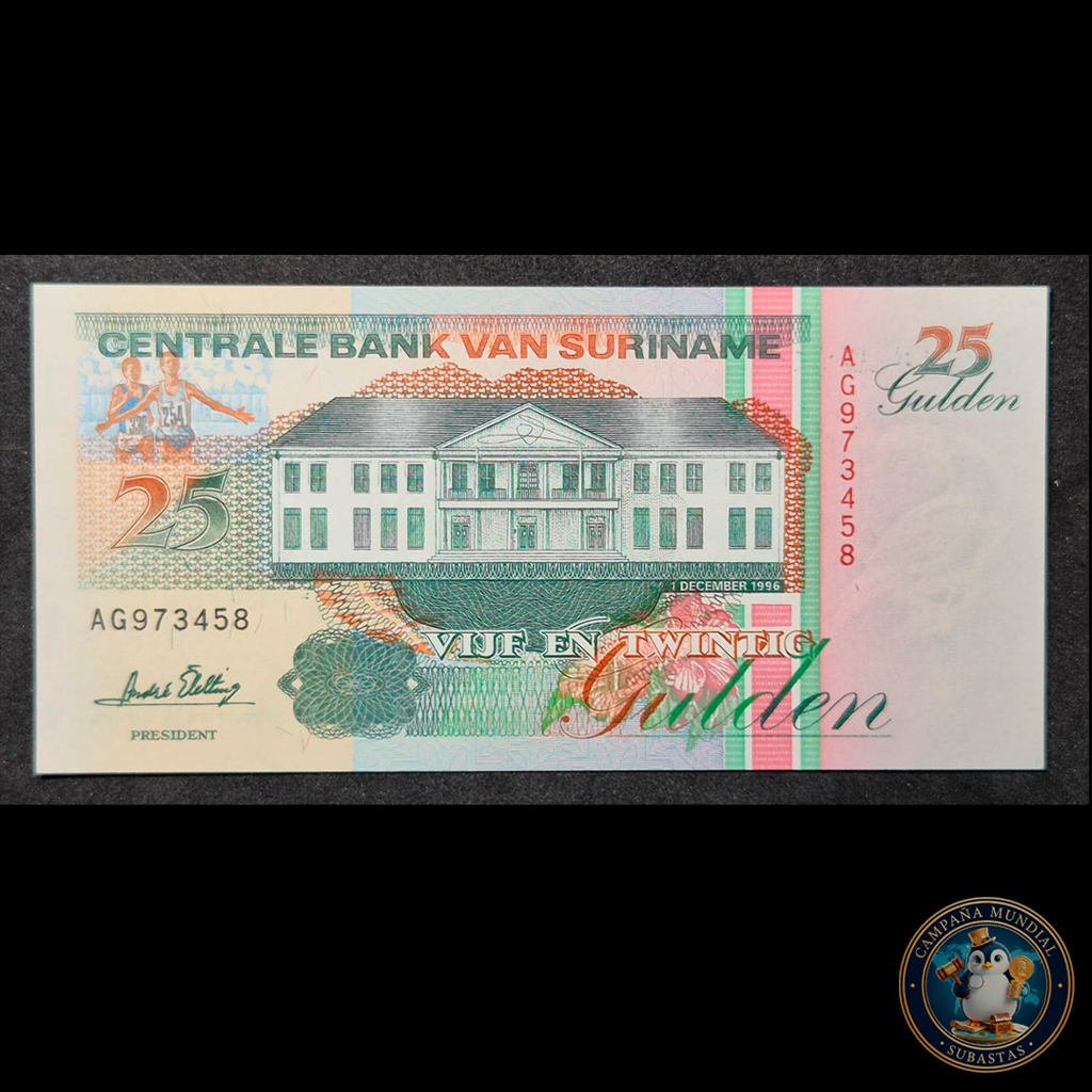 D477 .- BILLETE DE 25 GULDEN (FLORINES)   DE SURINAME.  UNC   SURINAME