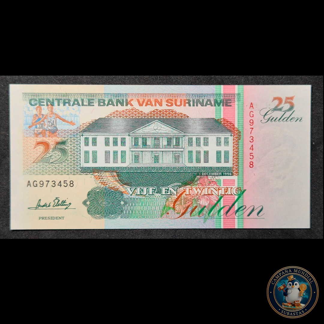 D477 .- BILLETE DE 25 GULDEN (FLORINES)   DE SURINAME.  UNC   SURINAME