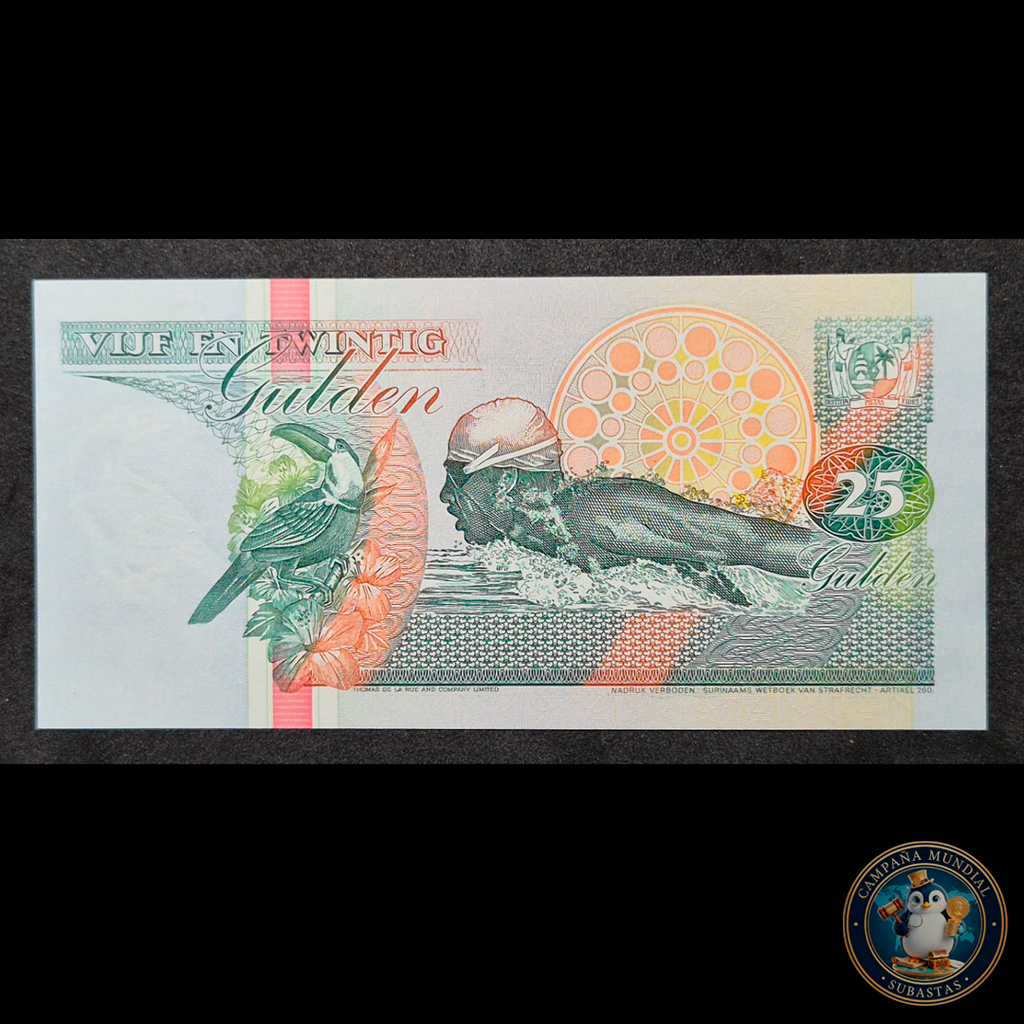 D477 .- BILLETE DE 25 GULDEN (FLORINES)   DE SURINAME.  UNC   SURINAME