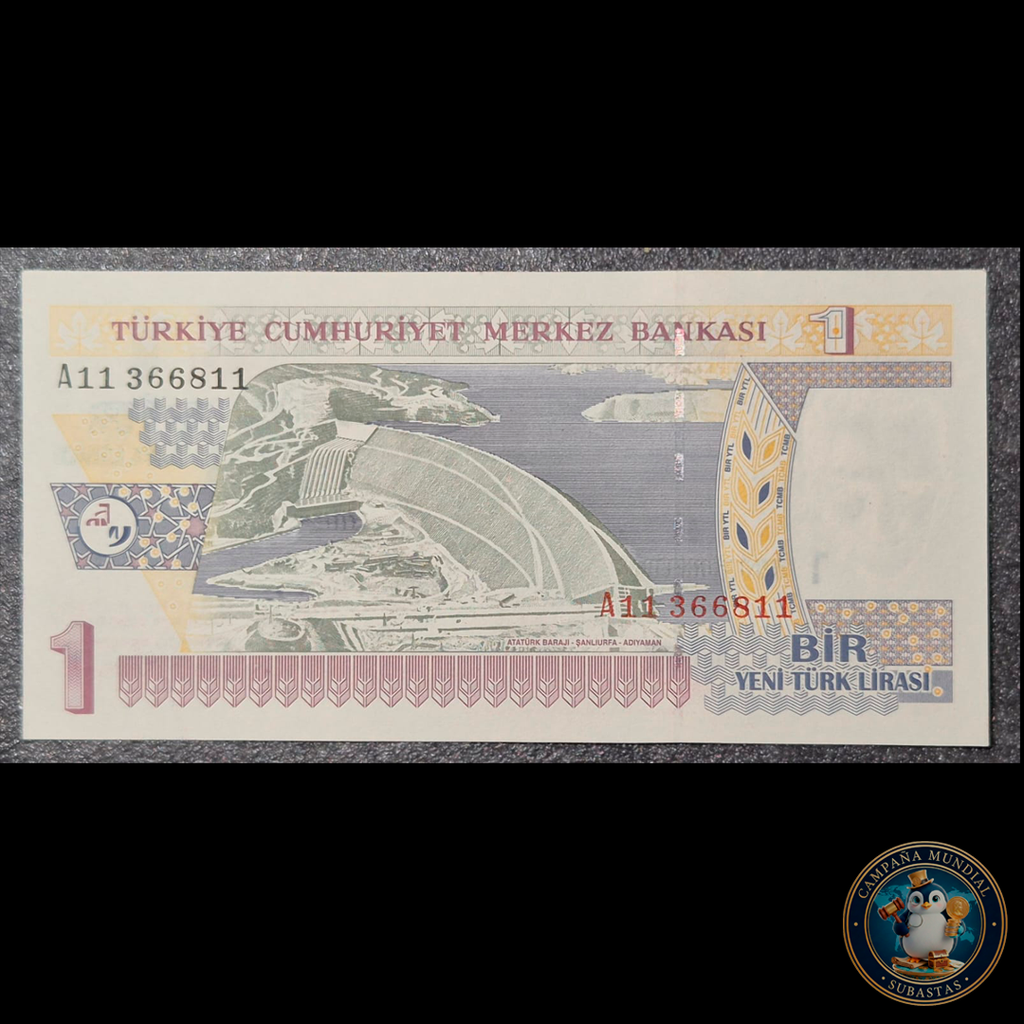 D479 .- BILLETE DE UNA(1) NUEVA LIRA TURCA. UNC   TURQUIA