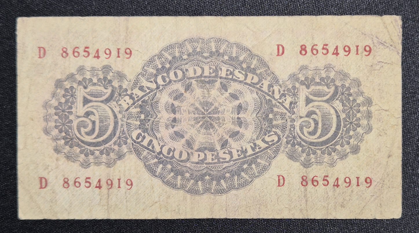 D484 .- BILLETE DE 5 PESETAS FECHADO: 12 DE ABRIL DE 1947.  VF   ESPAÑA