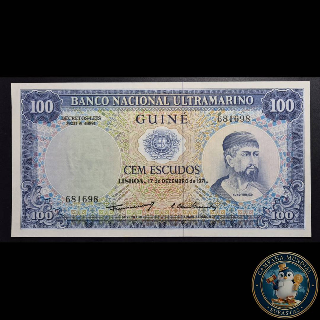 D820 .- BILLETE PORTUGUES DE 100 ESCUDOS, PERTENECIENTE AL BANCO NACIONAL ULTRAMARINO DE GUINEA   FECHADO: 17 DE OCTUBRE DE 1971.  GUINEA
