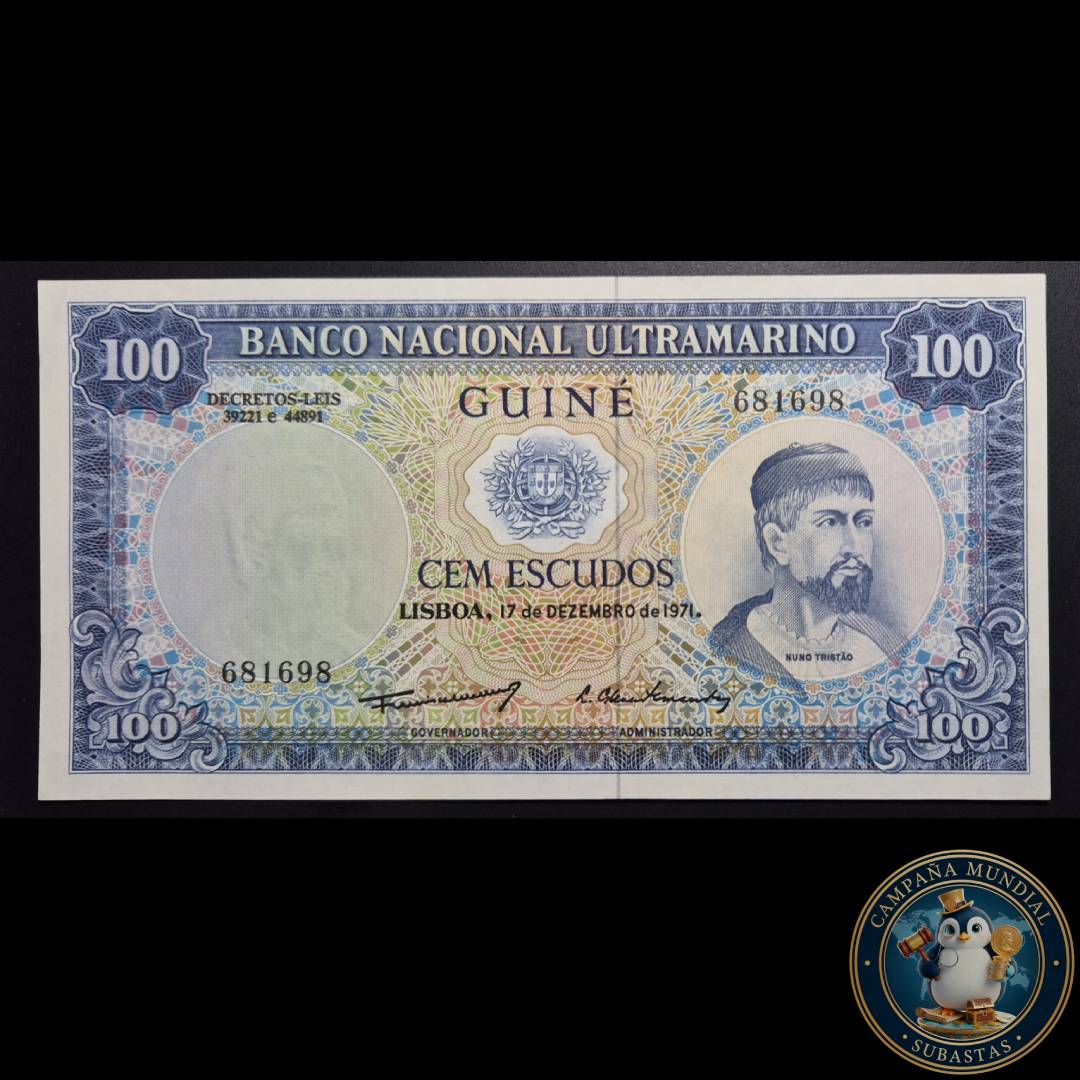 D820 .- BILLETE PORTUGUES DE 100 ESCUDOS, PERTENECIENTE AL BANCO NACIONAL ULTRAMARINO DE GUINEA   FECHADO: 17 DE OCTUBRE DE 1971.  GUINEA