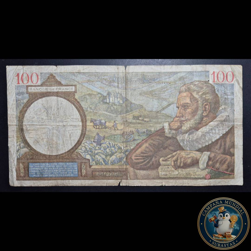 D822 .- BILLETE DE 100 FRANCOS FRANCESES FECHADO 25-1-1940 (EMITIDO DURANTE LA 2da GUERRA MUNDIAL)  F     FRANCIA
