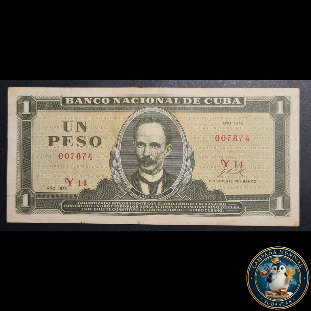 D827 .- BILLETE DE UN PESO CUBANO AÑO 1972    XF-      CUBA