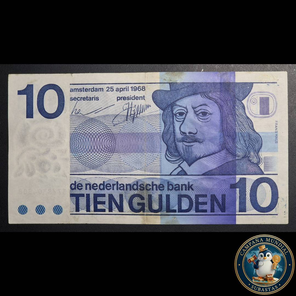 D828 .- BILLETE DE 10 FLORINES (GULDEN) NEERLANDESES.  XF-   PAISES BAJOS