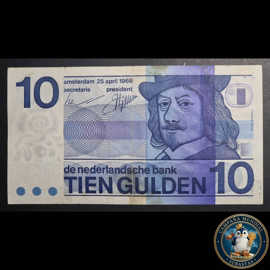 D828 .- BILLETE DE 10 FLORINES (GULDEN) NEERLANDESES.  XF-   PAISES BAJOS