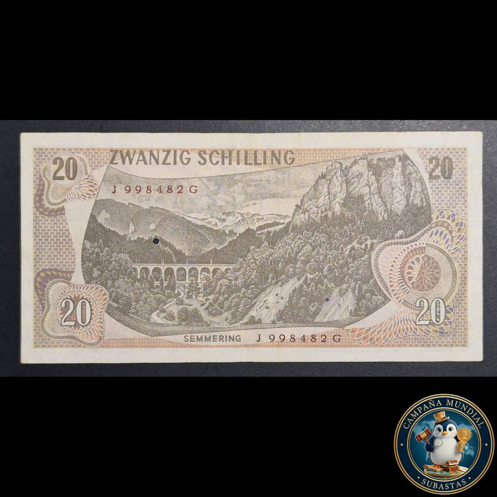 D829 .- BILLETE DE 20 SHELINES AUSTRIACOS. FECHADO: 2 DE JULIO DE 1967.   VF    AUSTRIA