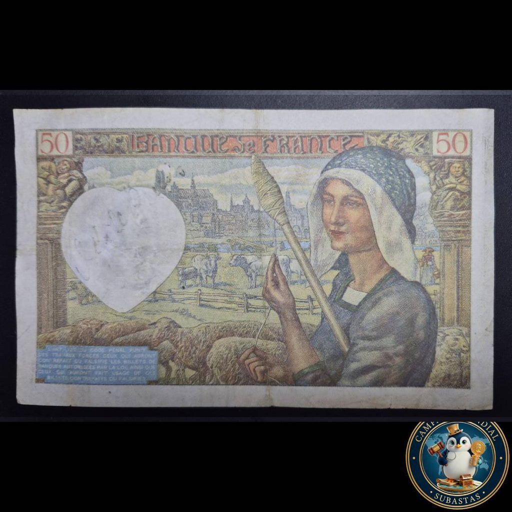 D832 .- BILLETE DE 50 FRANCOS FRANCESES FECHADO 13-3-1941 (EMITIDO DURANTE LA 2da GUERRA MUNDIAL)  VF-     FRANCIA