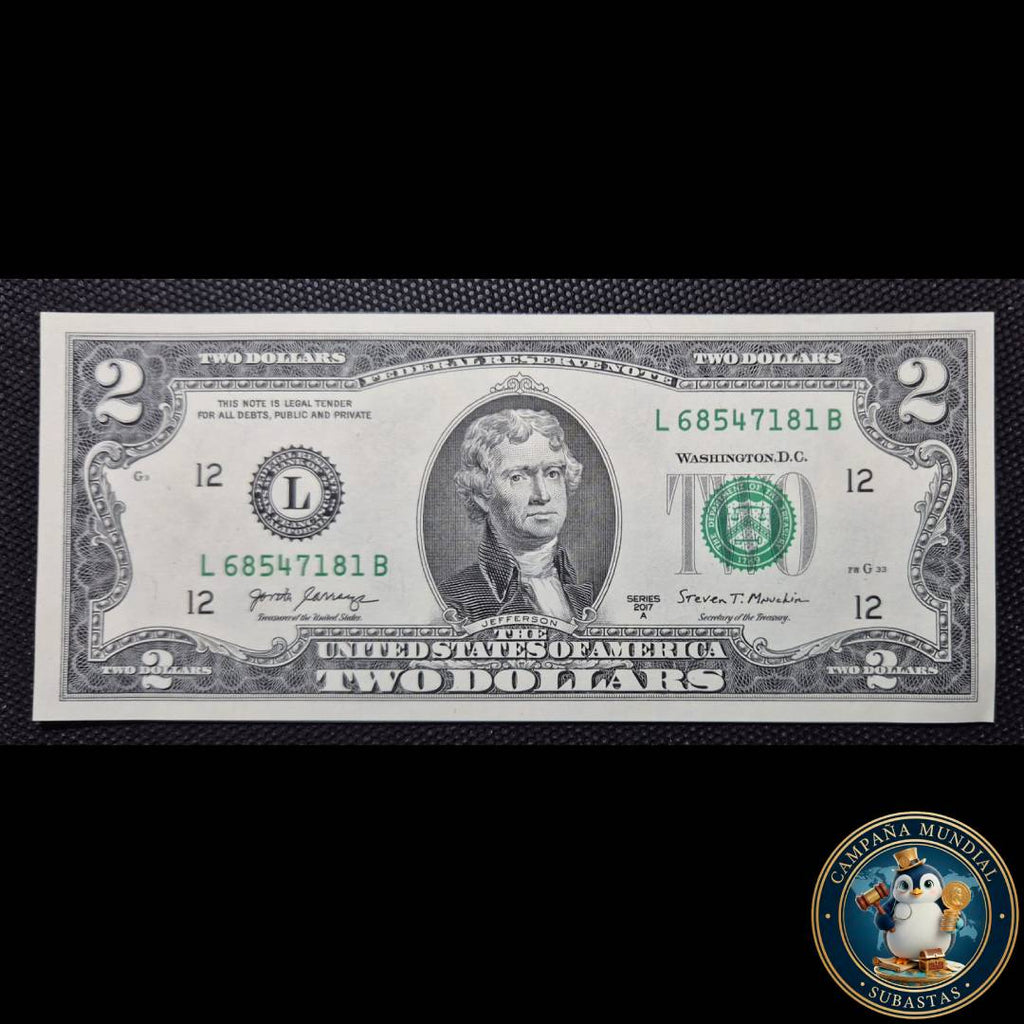 D835 .- BILLETE DE 2 DOLARES ESTADOUDINENSES. SERIE 2017      UNC    USA