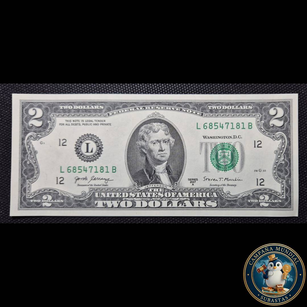 D835 .- BILLETE DE 2 DOLARES ESTADOUDINENSES. SERIE 2017      UNC    USA