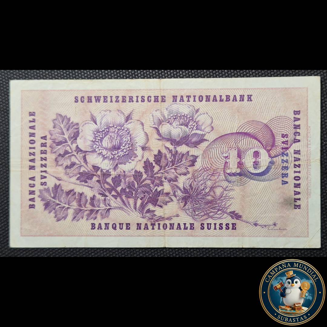 D836 .- BILLETE DE 10 FRANCOS SUIZOS  FECHADO: 20 DE OCTUBRE DE 1955. VF   SUIZA