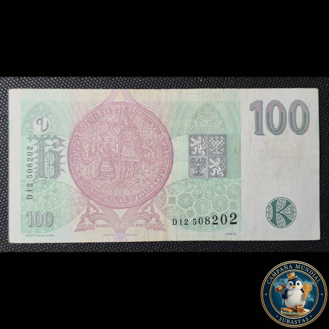 D837 .- BILLETE DE CIEN (100) CORONAS CHECAS   VF (AL CAMBIO ACTUAL SON $4.440 PESOS CHILENOS)      REPUBLICA CHECA
