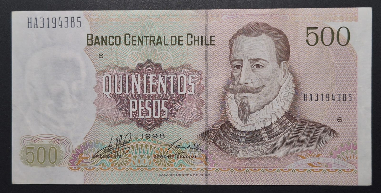 C734 .- BILLETE DE 500 PESOS AÑO: 1998  XF+   CHILE