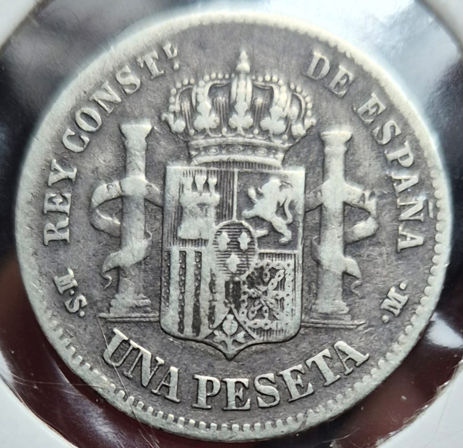 B633 .- MONEDA ESPAÑOLA DE  UNA PESETA  PLATA 0,835   REY ALFONSO XII     AÑO: 1885    ESPAÑA