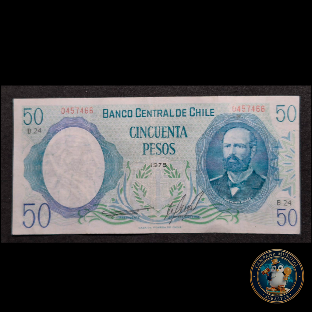 C304 .- BILLETE 50 PESOS  AÑO: 1978  FIRMAS: BARDÓN-MOLINA   VF-     CHILE