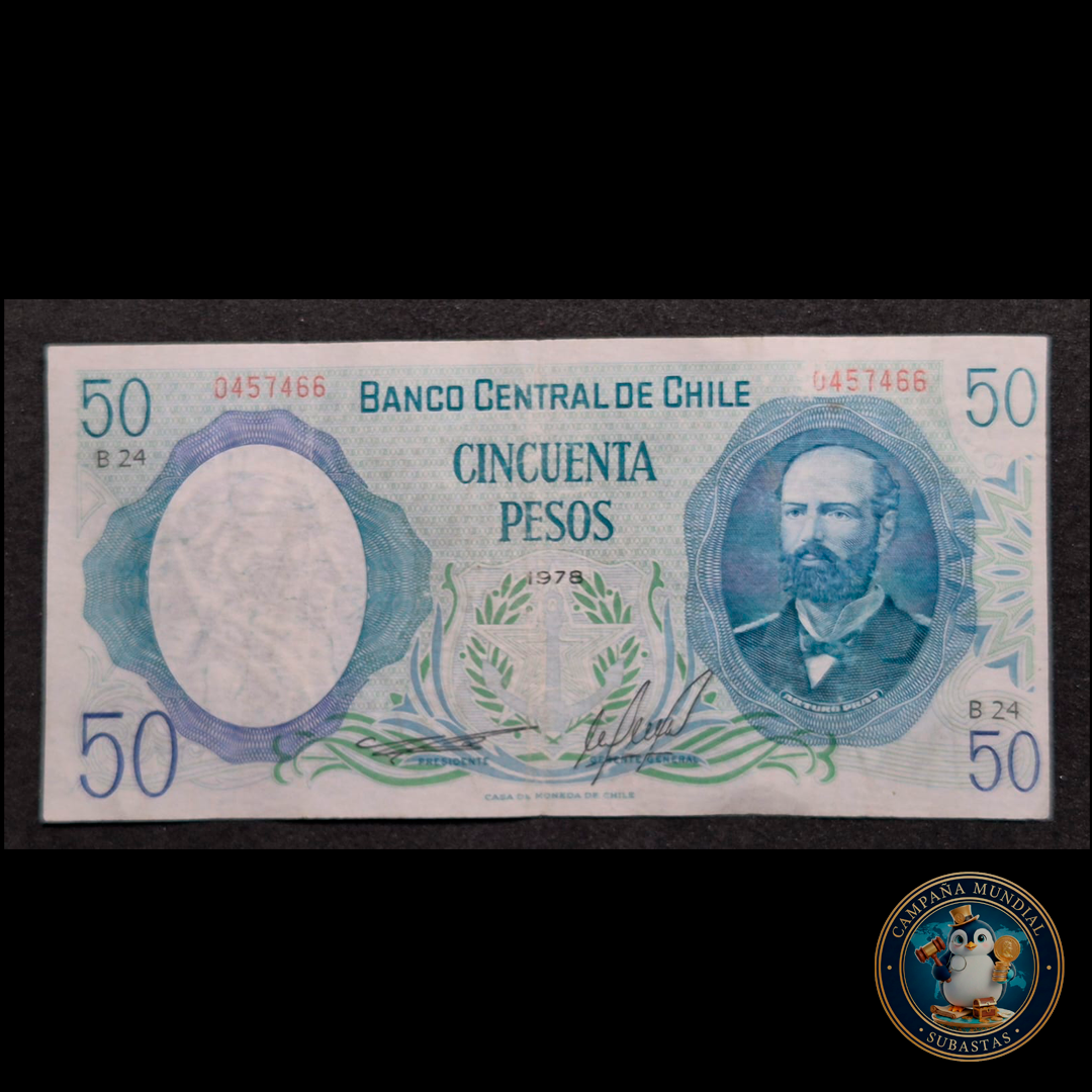 C304 .- BILLETE 50 PESOS  AÑO: 1978  FIRMAS: BARDÓN-MOLINA   VF-     CHILE