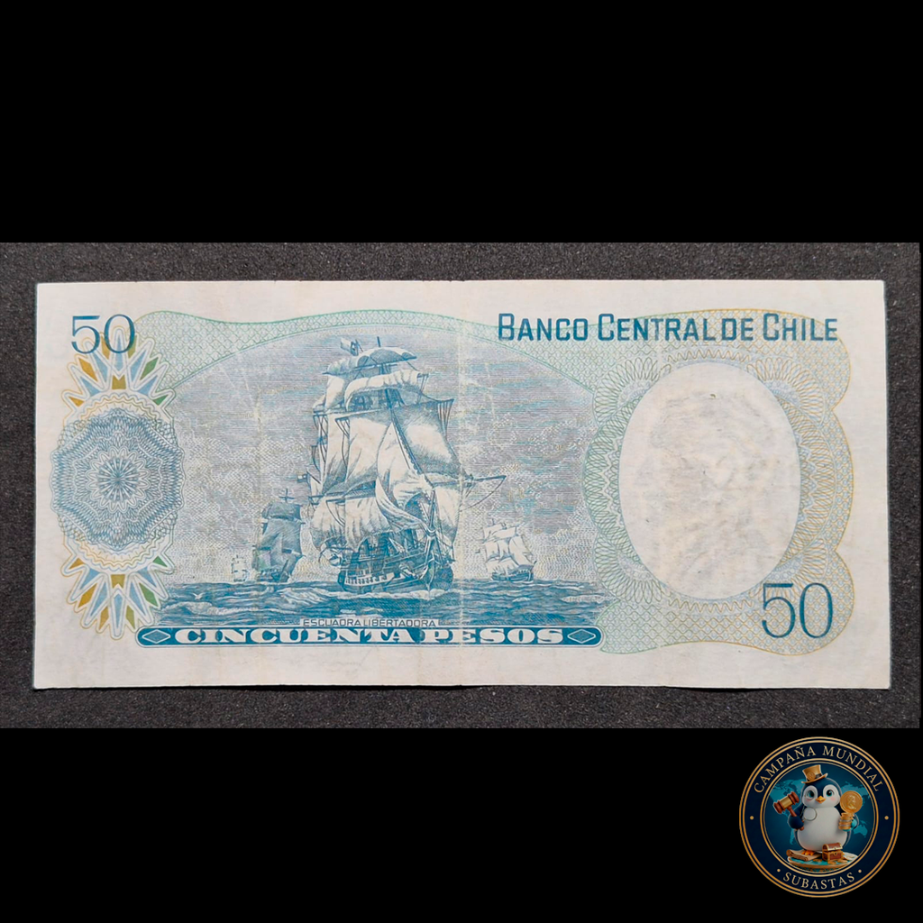 C304 .- BILLETE 50 PESOS  AÑO: 1978  FIRMAS: BARDÓN-MOLINA   VF-     CHILE
