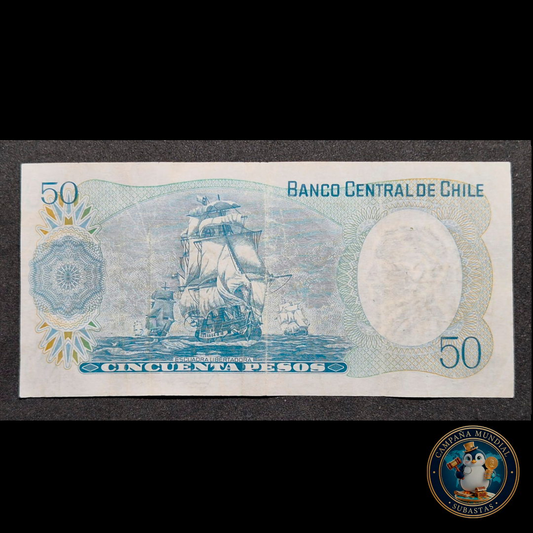 C304 .- BILLETE 50 PESOS  AÑO: 1978  FIRMAS: BARDÓN-MOLINA   VF-     CHILE